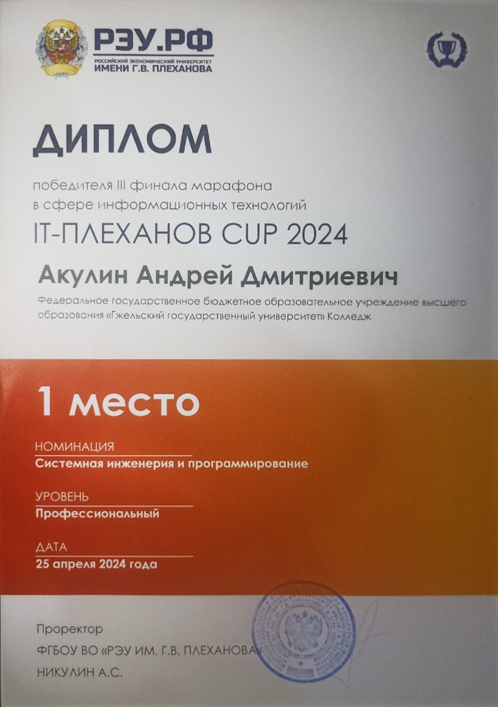 Диплом победителя